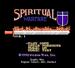 Spiritual Warfare (Homebrew) — Title screen